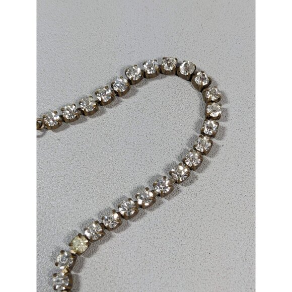 Vintage Czechoslovakia Bronze Tone Crystal Rhinestone Art Deco Tennis Necklace - Picture 7 of 11